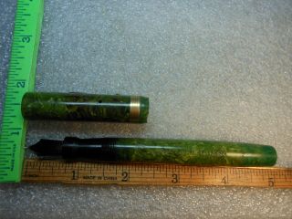 Vintage SWAN Self FILLING Fountain Pen by Mabie Todd & Co.  YORK Green Marble 3