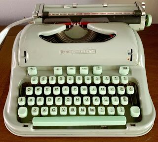 Iconic Green 1960s Hermes 3000 Typewriter Vintage Mid Century Typewriter Seafoam