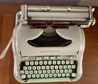 Iconic Green 1960s Hermes 3000 Typewriter Vintage Mid Century Typewriter Seafoam 3