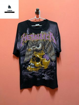 Vintage 90s Metallica All Over Print T - Shirt Size L Metal