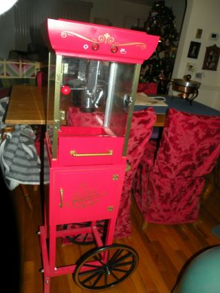 Nostalgia Electrics Popcorn Cart Machine Popper Maker Vintage Red Stand