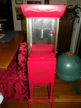 Nostalgia Electrics Popcorn Cart Machine Popper Maker Vintage Red Stand 3