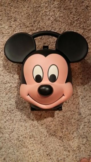 Vintage Aladdin Mickey Mouse Head Lunch Box - Thermos