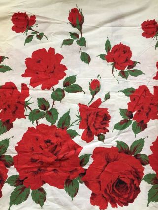 Large Red Roses Vintage Fabric For Curtains,  Sewing,  5 Yd X 37 Inch