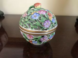 Vintage Herend Strawberry Finial Openwork Ball - Excellant
