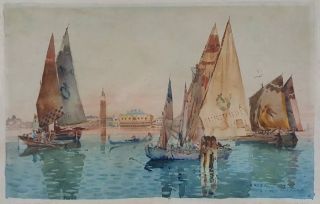 Rare 1910 Venice Watercolor By " R.  W.  Porter "