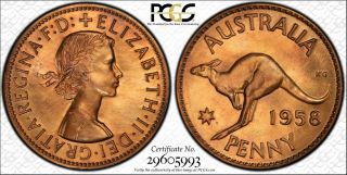 Australia Penny 1958 Pcgs Pr66rb Proof Coin Gem Choice Quality Rare