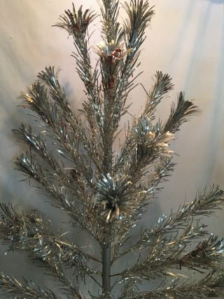 Vintage Christmas Aluminum Tree 4 ft Sparkler Pom Pom Box Complete 34 Branches 6