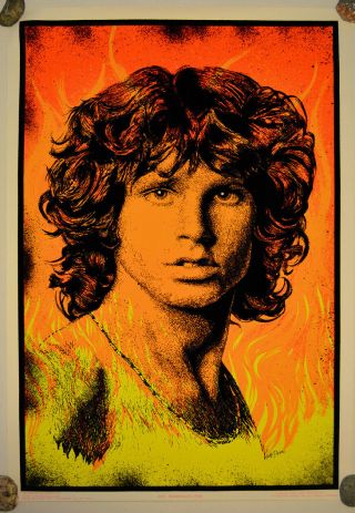 The Doors Jim Morrison Vintage Black Light Velvet Poster 1981