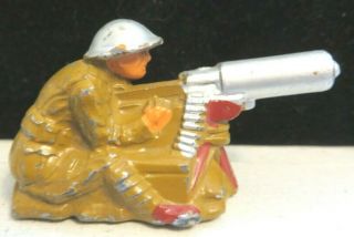 Barclay Lead Toy Soldier Machine Gunner Seated Cast Helmet B - 085