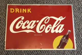 Vintage 1948 Coca Cola Metal Tin Sign Not Porcelain Gas Or Oil