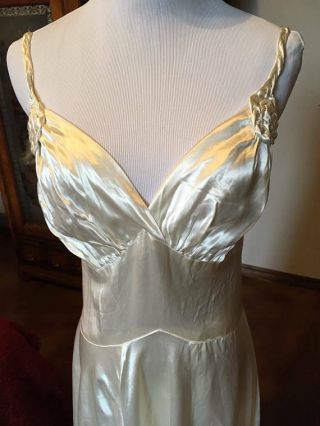 Vintage Art Deco 1930s Couture Satin Wedding Dress - Bias Cut,  Ivory Gown 2
