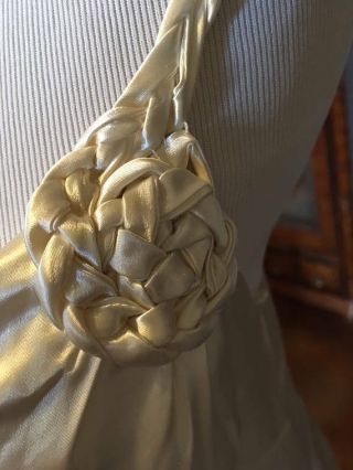 Vintage Art Deco 1930s Couture Satin Wedding Dress - Bias Cut,  Ivory Gown 3