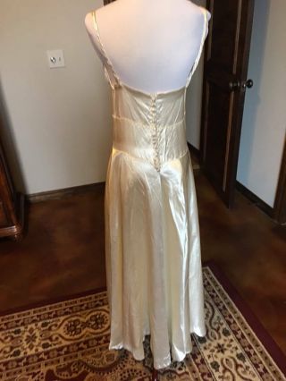 Vintage Art Deco 1930s Couture Satin Wedding Dress - Bias Cut,  Ivory Gown 4