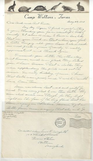 1943 Ww Ii Camp Wolters,  Tx Letter And Cover