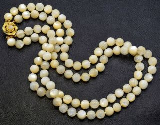 Vintage Gold Filled Moonstone Beaded Double - Strand Necklace 186.  9 Grams