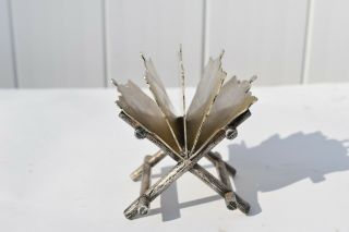 Unusual Antique Victorian Era Silver Plated Table Top Business Card Holder