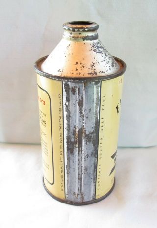 Vtg Farrimond ' s F.  B.  Cone Top Beer Can - Newtown Brewery,  Wigan - British Patent 4