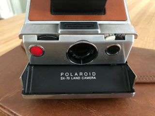 Vintage Polaroid Sx - 70 Land Camera Chrome & Brown Leather.  With Case.