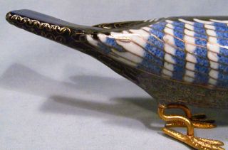 Vintage Cloisonne Enamel Gilded Gold Blue Bird Figurine Pair Set - Fabulous 5