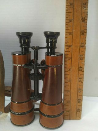 Vintage German Leather Covered Binoculars Busch Terlux 10X W/ Case York 2