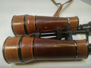 Vintage German Leather Covered Binoculars Busch Terlux 10X W/ Case York 6