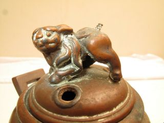 Vtg Antique Old Chinese Bronze Foo Dog Censer Incense Burner Weighs 1 Lb