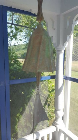 Paolo Soleri Arcosanti Cosanti Vtg Brutalist Weathered Bronze Bell Wind Chime 1