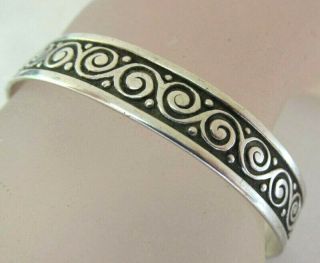 Vtg Ed Levin Sterling Silver Cuff Bracelet Engraved Circles