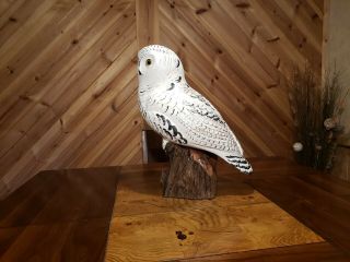 Snowy owl wood carving birds of prey owl decoy duck decoy Casey Edwards 11