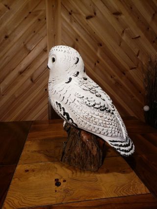 Snowy owl wood carving birds of prey owl decoy duck decoy Casey Edwards 2