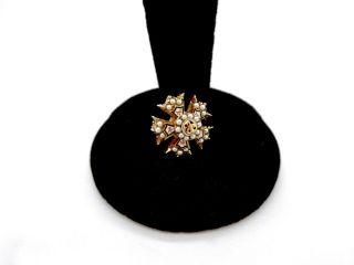 Vintage 10k Gold Seed Pearls Ruby Eye Snake Star Form Sorority Pin,  Epsi Tau Zeta