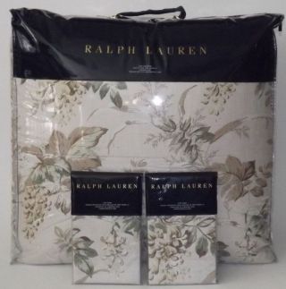 3pc Ralph Lauren Annandale Lindsley King Comforter Shams Set Antique Floral