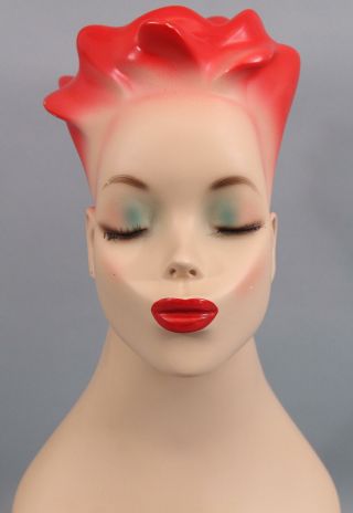 Vintage Retro Punk Stylish Female Mannequin Bust Red Hair Kissing Lips Eyelashes 4