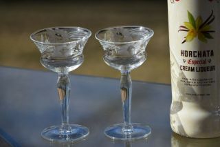 Vintage Etched Wine Cordials - Glasses,  Set of 5,  3 oz After Dinner Drinks 4