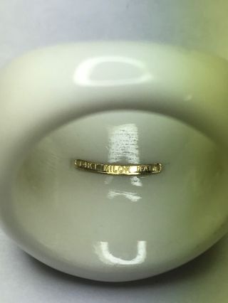 14K Yellow Gold White Agate Stone Italian Lira Coin Ring Made In Italy 3