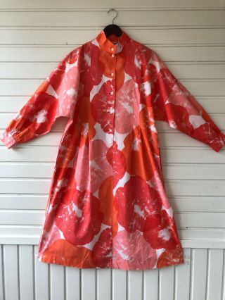 Euc Rare Vintage Roomy Dress By Marimekko Size M Pleated Front Great Print