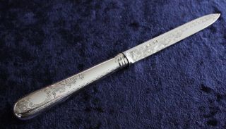 Silver Letter Opener With Hand Engraving Sheffield 1904