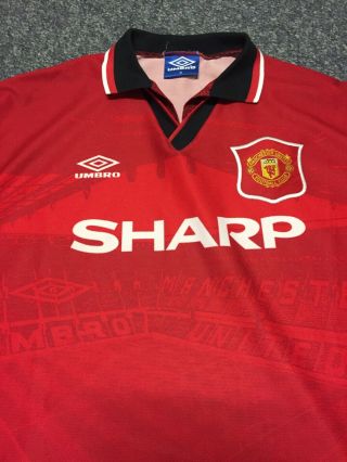 1994/96 Umbro Vintage Manchester United Football Shirt Adults M Made In Uk