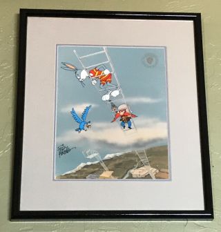 Vintage Bugs Bunny Yosemite Sam Animation Cell Sign Fritz Freleng Immaculate Nr
