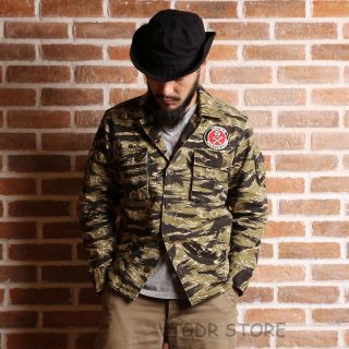 Non Stock Golden Tiger Camo Shirt Vintage Military Combat Fatigue Uniform Jacket 3