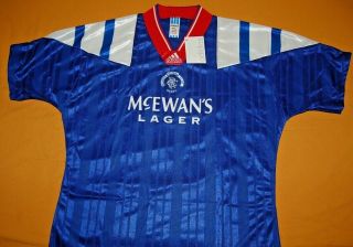 Adidas Rangers Fc Shirt 1992 93 Football Jersey Deadstock 90 