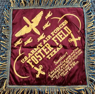 Foster Field Tx Vintage Wwii To Sweetheart Pillow Cover Military Us Army & Air