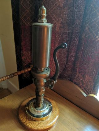 vintage Buckeye brass Steam Whistle on stand present 3