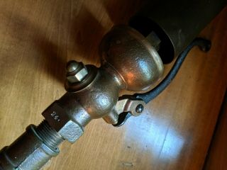 vintage Buckeye brass Steam Whistle on stand present 4