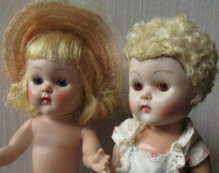 2 VINTAGE VOGUE GINNY DOLLS,  STRAIGHT LEG,  NONWALKERS - 1 POODLE CUT 4