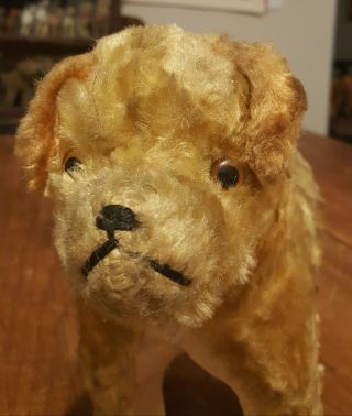 Antique Mohair Straw Stuffed Dog