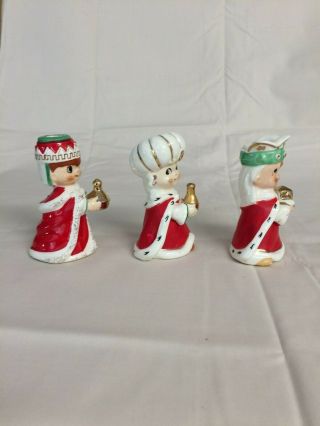Vintage Christmas Ceramic 3 Wise Men,  Candle Holders,  Bell,  Holt Howard 2
