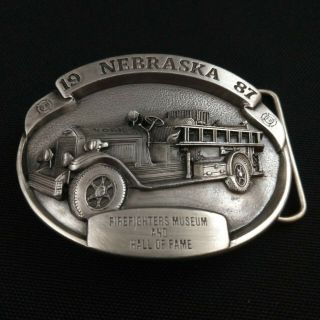 Vtg Nebraska Firefighters Belt Buckles Siskiyou Only 500 Made USA Firemen RARE 5
