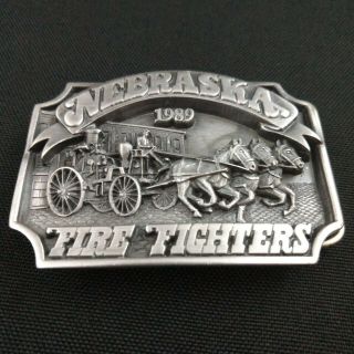 Vtg Nebraska Firefighters Belt Buckles Siskiyou Only 500 Made USA Firemen RARE 7